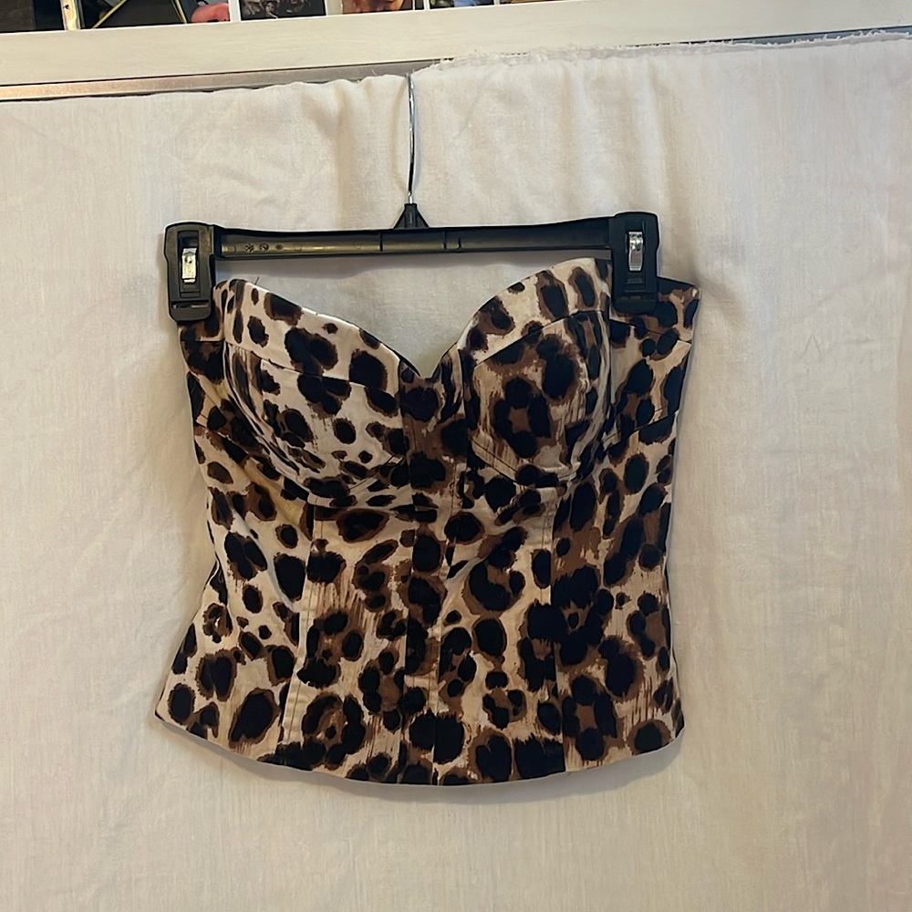 bebe cheetah print strapless top